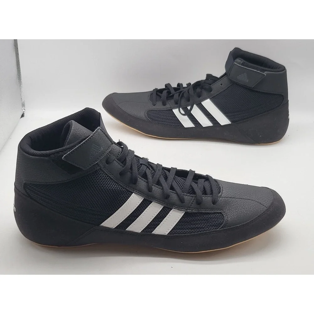 Adidas HVC 2 Wrestling Shoes Mens 16 NWOB Black White MMA Boxing Gum AQ3325